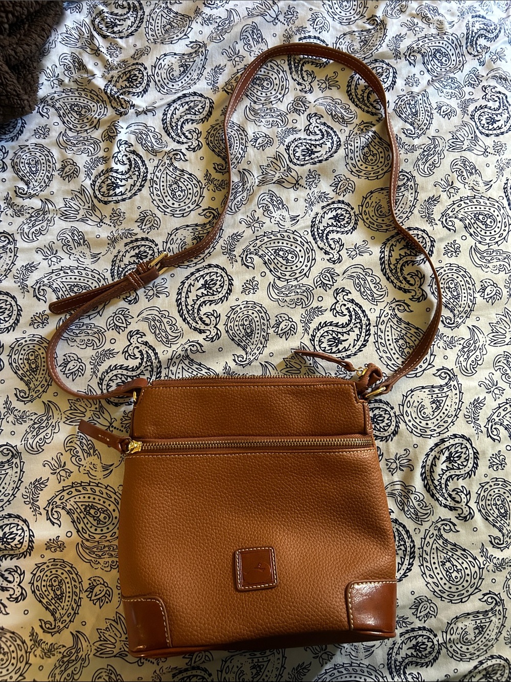 Dooney & Bourke Tan Brown Pebbled Leather Crossbody Bag